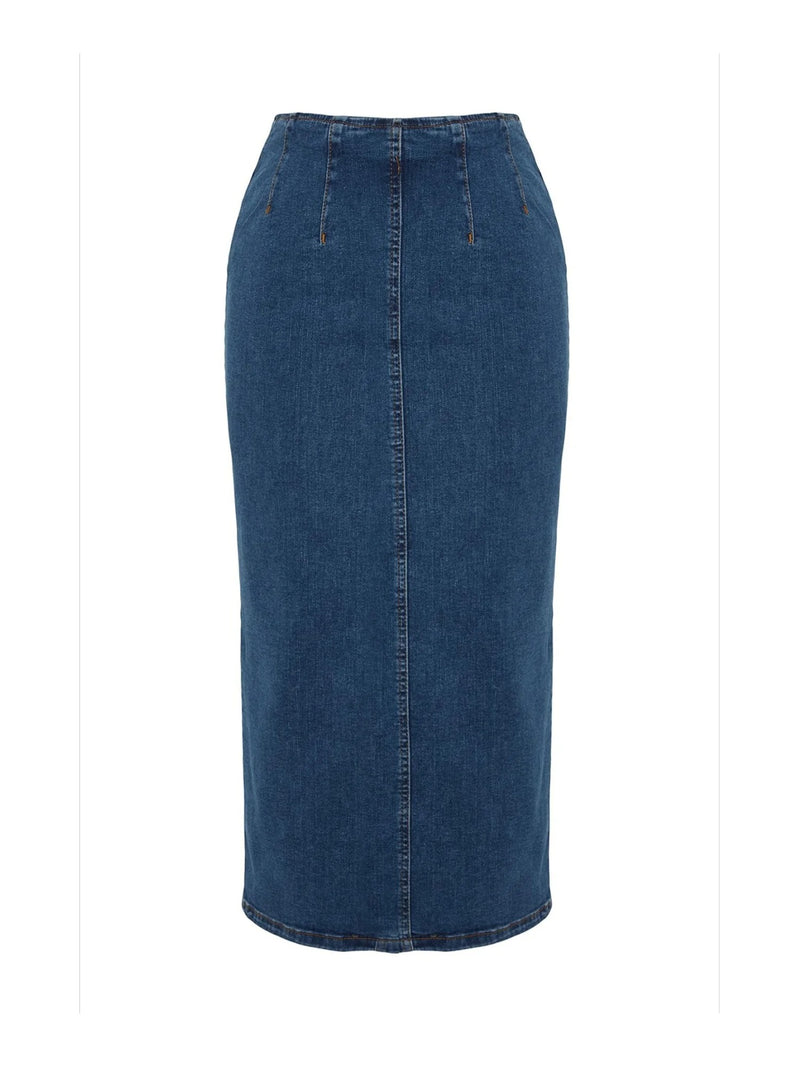 Midi Pencil Denim-skjørt for kvinner
