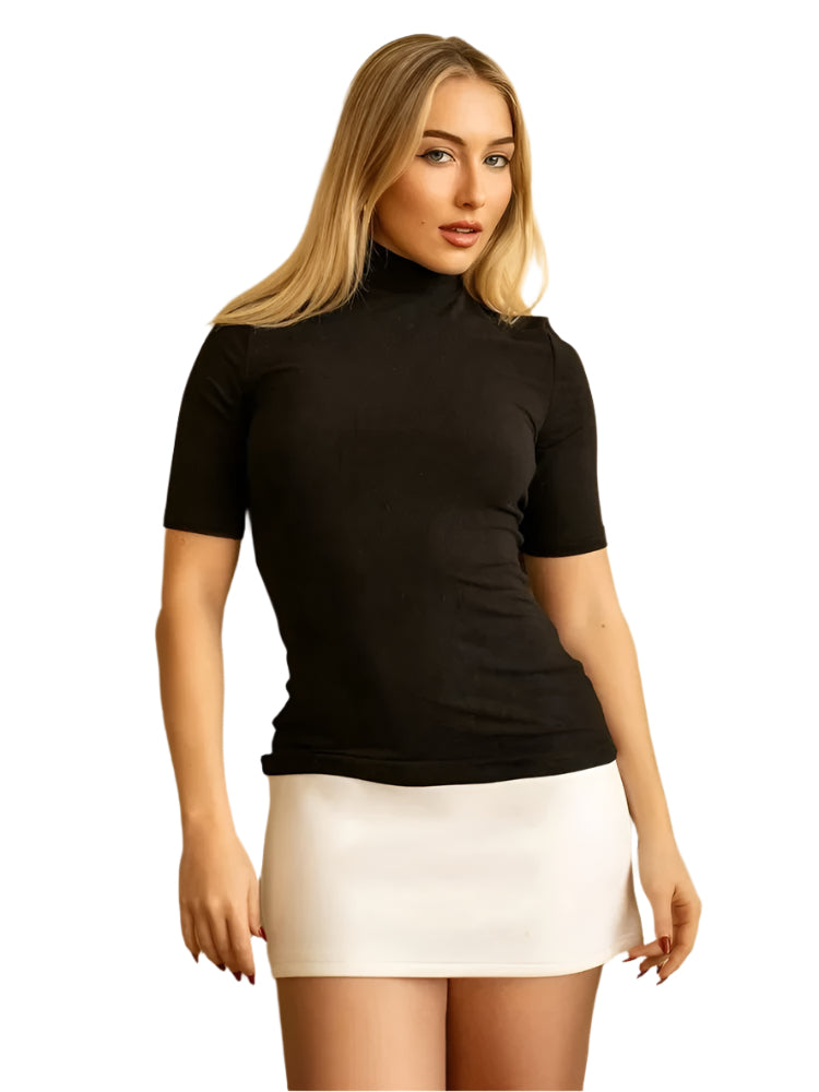 Kontrastfarget patchwork-minikjole for kvinner