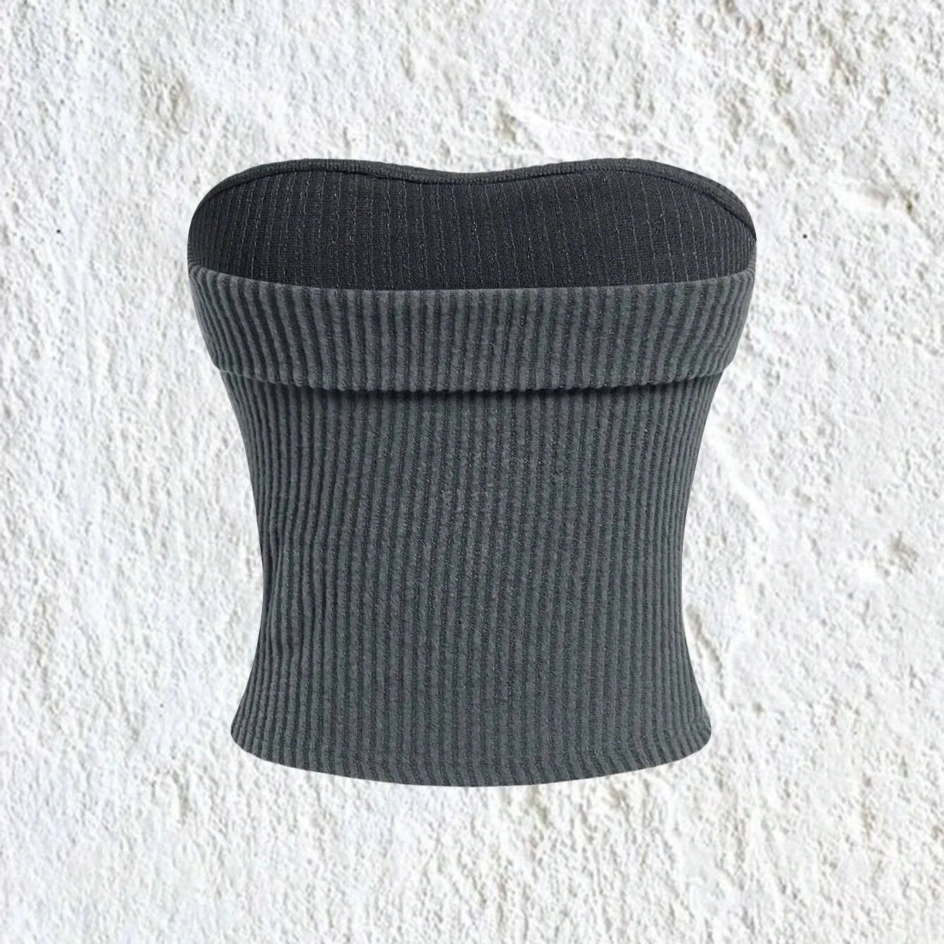 Ribbet stroppeløs slim fit tube-top for kvinner