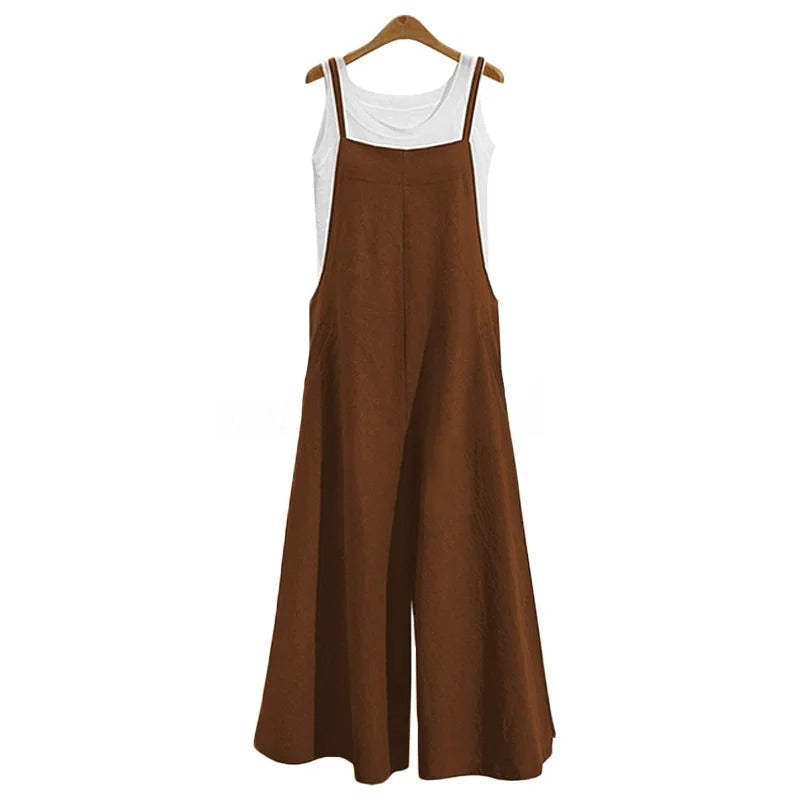 Dameoverall ermeløs løs jumpsuit