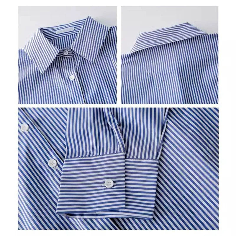 Klassisk stripete bluse for kvinner