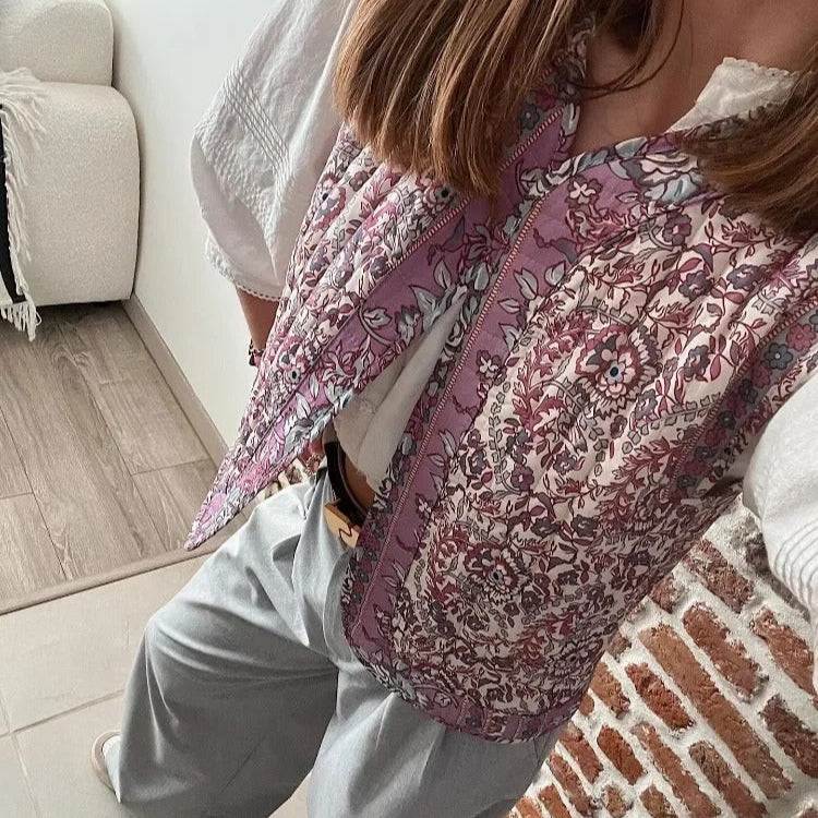 Bomullsvest med trykk for kvinner