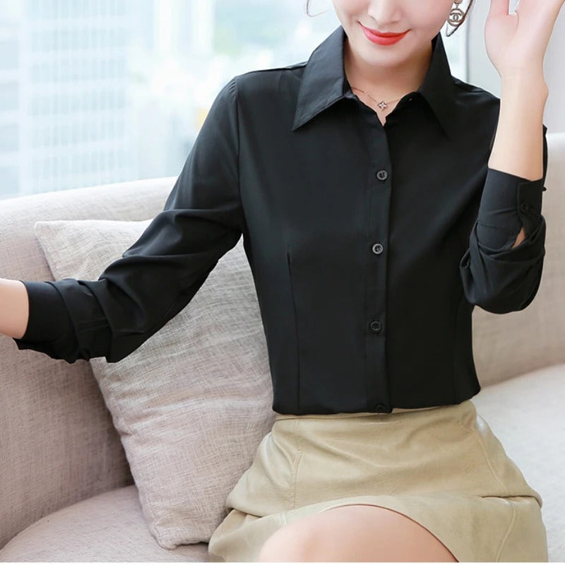 Langermet kontorbluse for kvinner