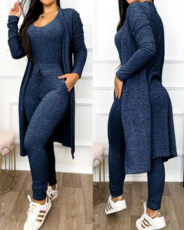 Snøring Lomme Design Jumpsuit & Coat Sett