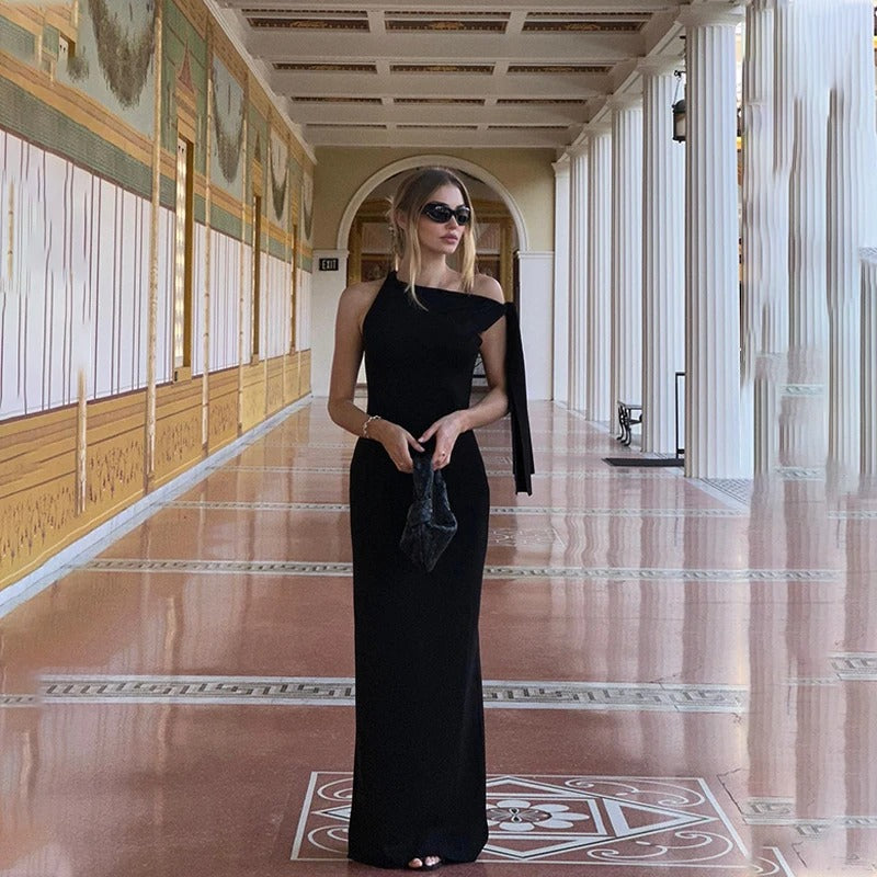 Kvinners ermeløs slim fit aftenkjole