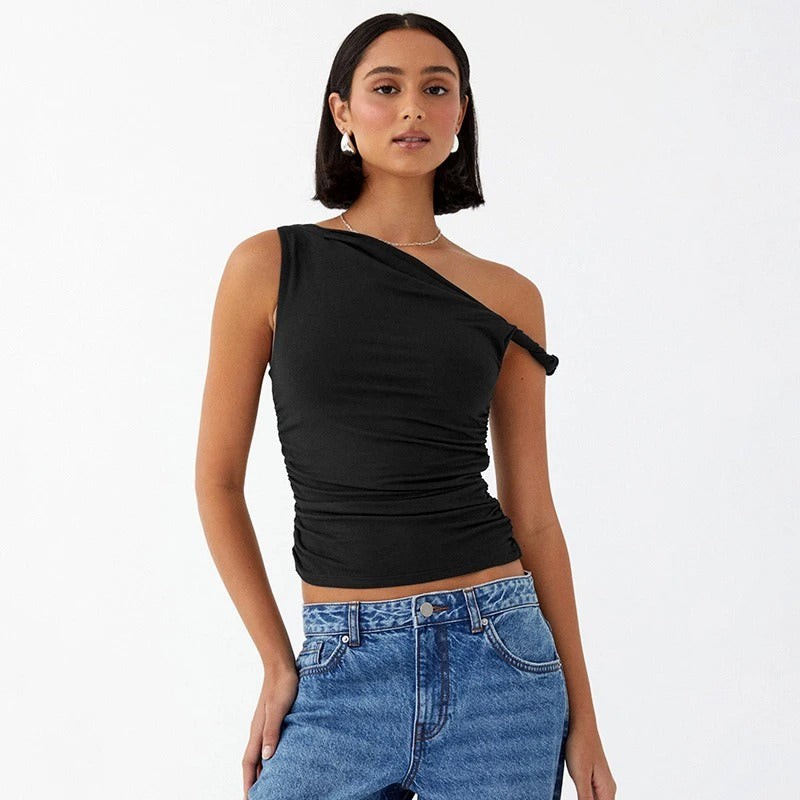Off-Shoulder kort tank-top for kvinner