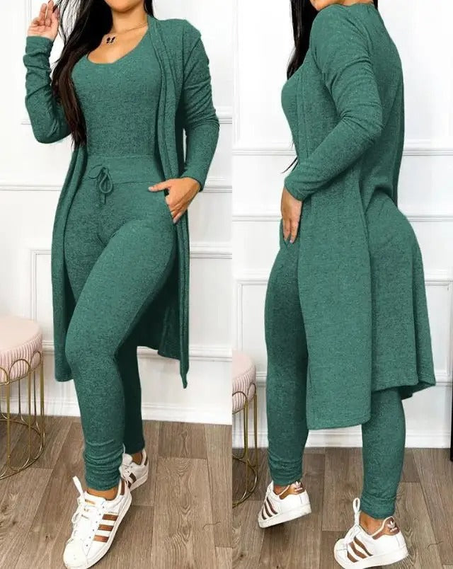 Snøring Lomme Design Jumpsuit & Coat Sett