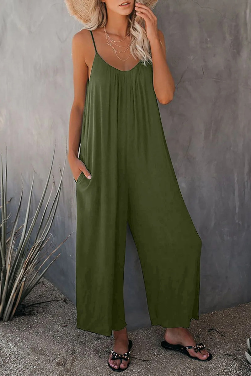 Dame V-hals Loose Fit Suspender Jumpsuit
