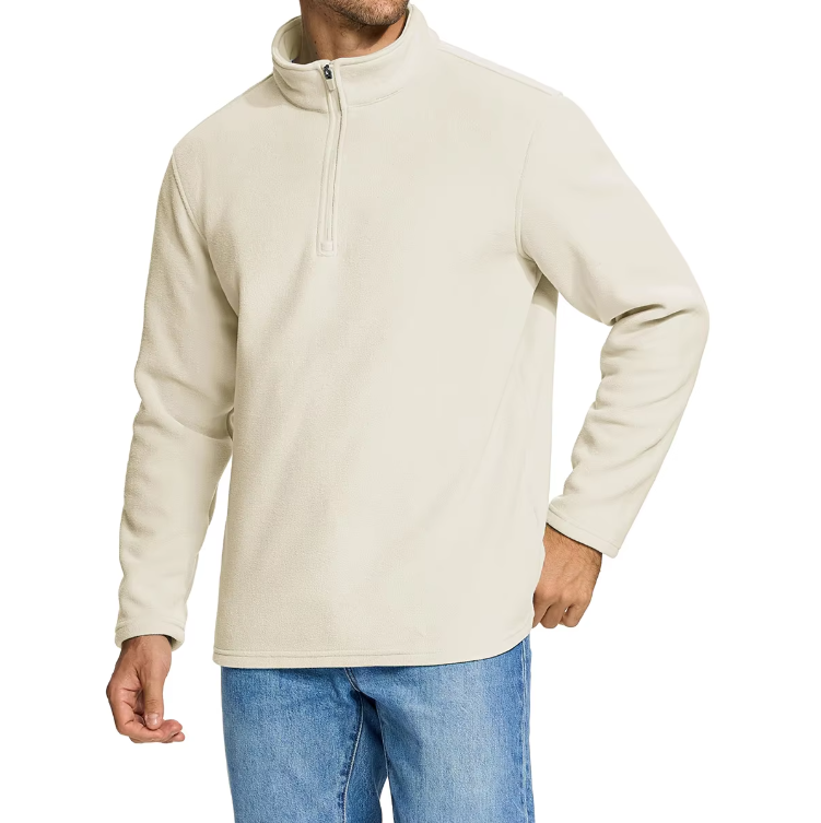 Fleece-genser med halv glidelås for menn