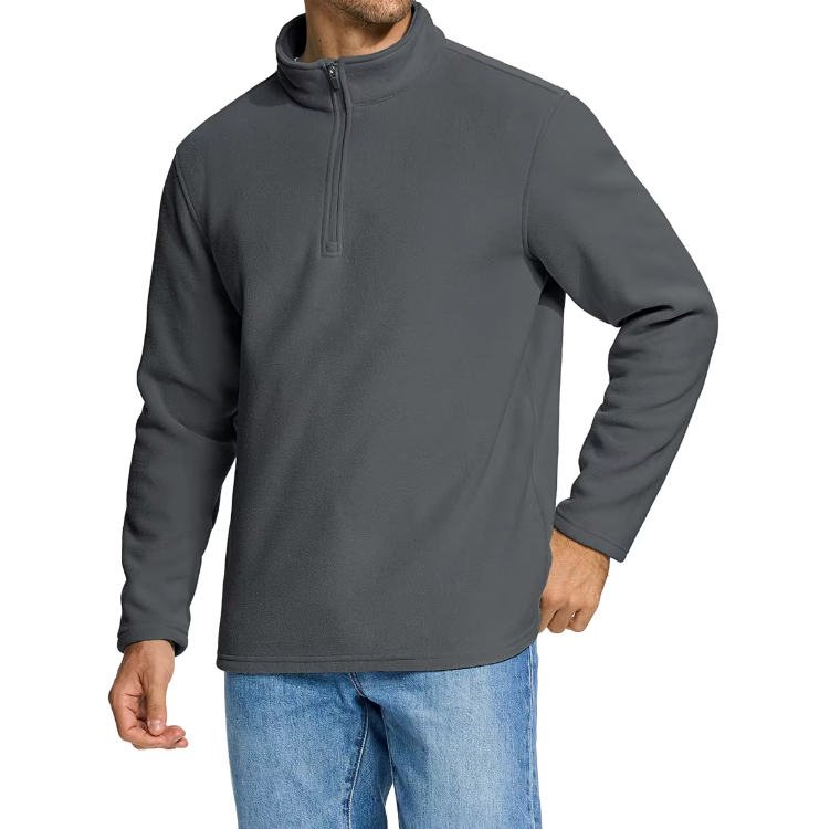 Fleece-genser med halv glidelås for menn