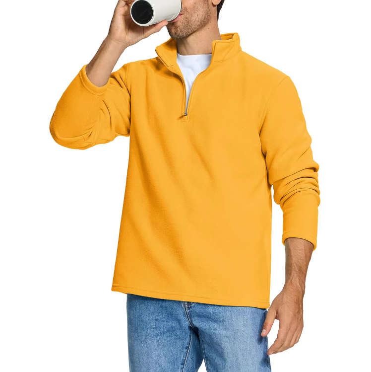 Fleece-genser med halv glidelås for menn