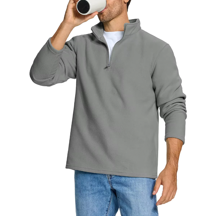 Fleece-genser med halv glidelås for menn
