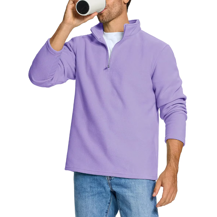 Fleece-genser med halv glidelås for menn