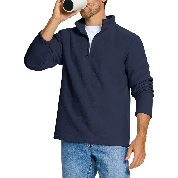 Fleece-genser med halv glidelås for menn