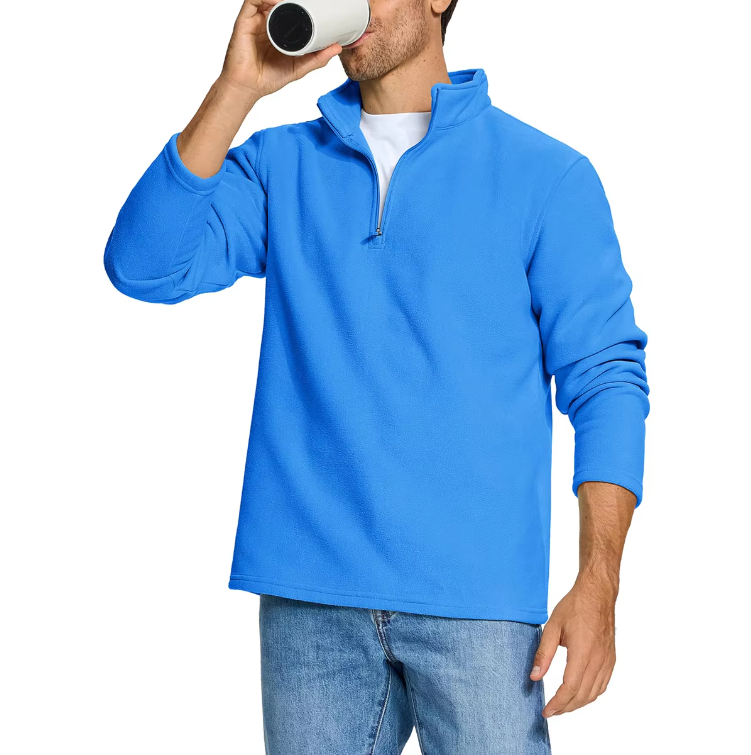 Fleece-genser med halv glidelås for menn