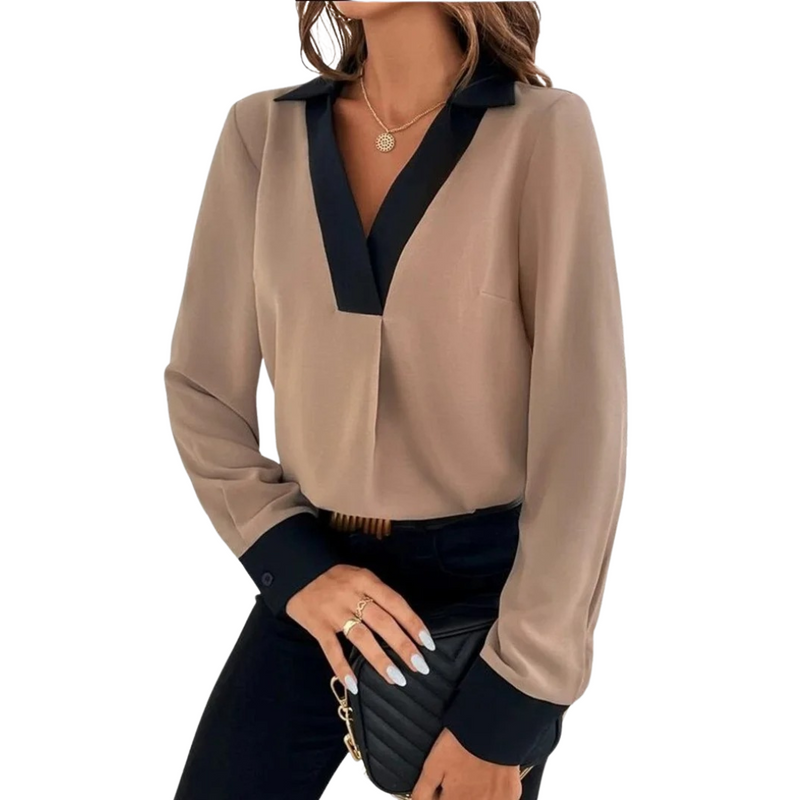 Langermet kontorbluse til dame