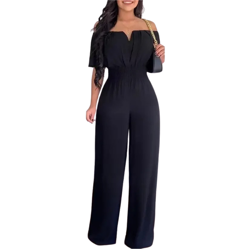 Off Shoulder Jumpsuit med brede ben for kvinner
