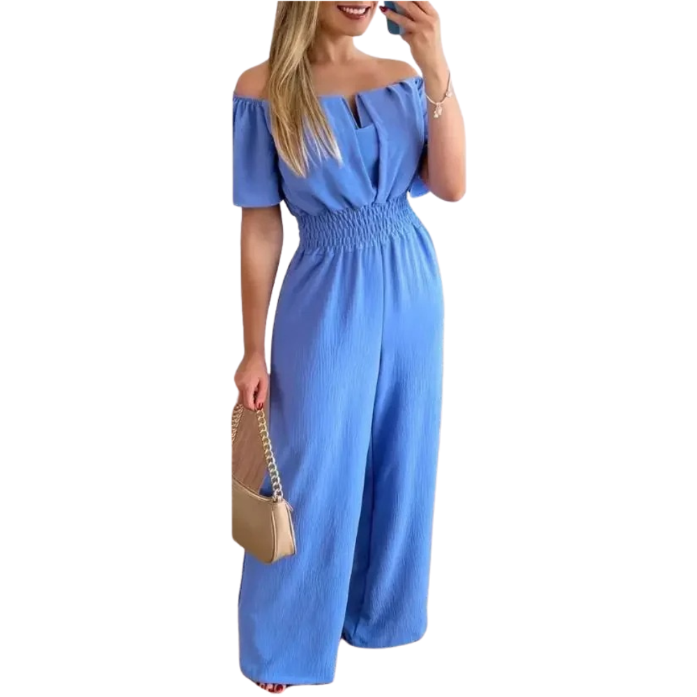 Off Shoulder Jumpsuit med brede ben for kvinner