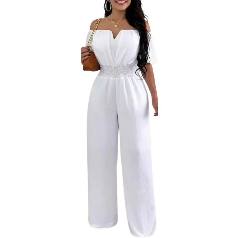 Off Shoulder Jumpsuit med brede ben for kvinner
