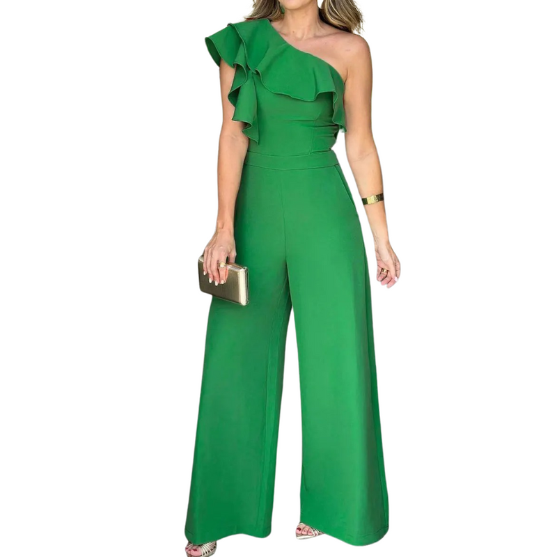 En-skulder Ruffles Jumpsuit for kvinner