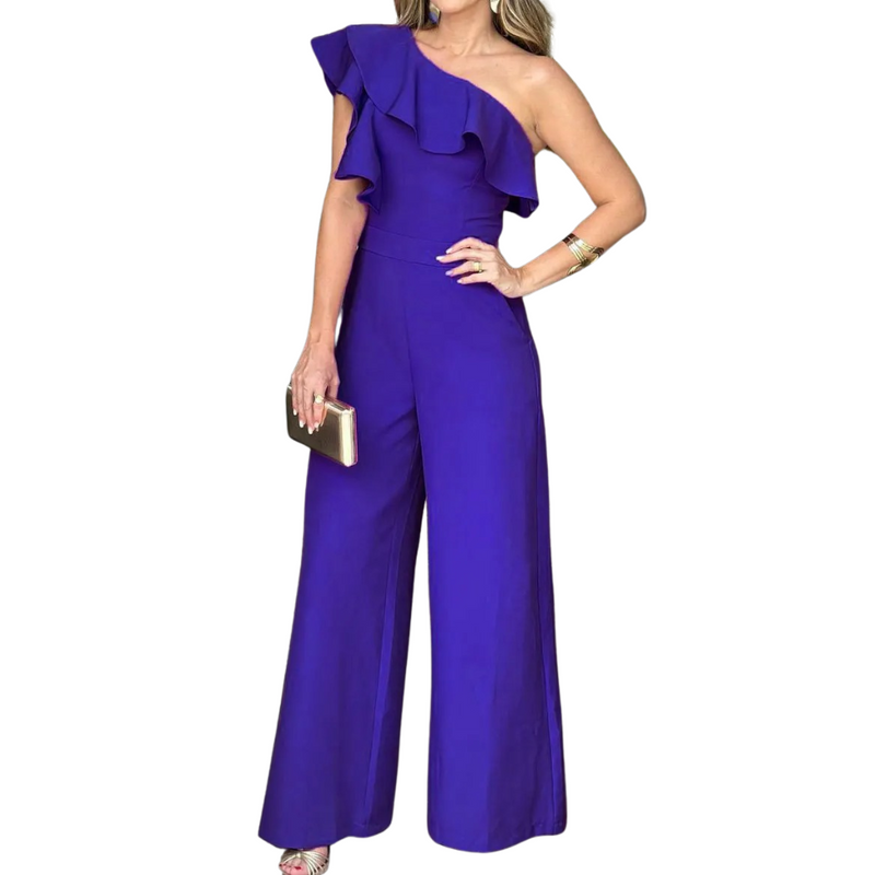 En-skulder Ruffles Jumpsuit for kvinner