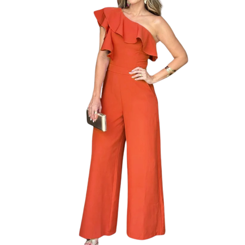 En-skulder Ruffles Jumpsuit for kvinner