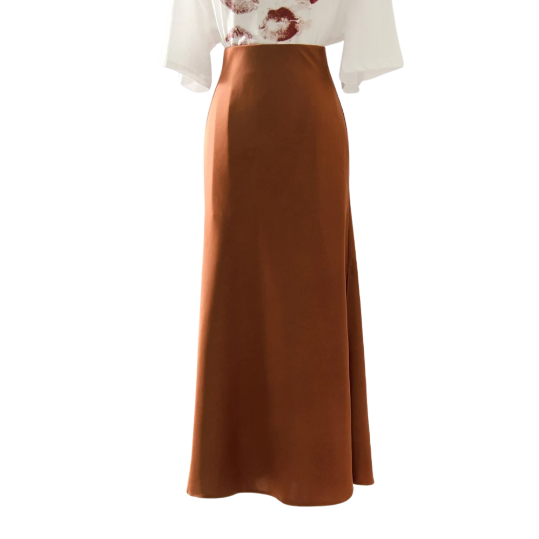 Skjørt i delt sateng for kvinner