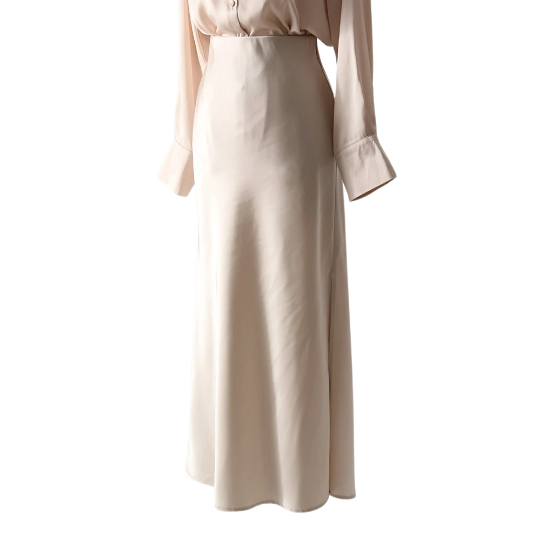 Skjørt i delt sateng for kvinner