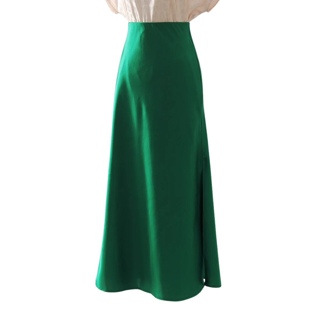 Skjørt i delt sateng for kvinner