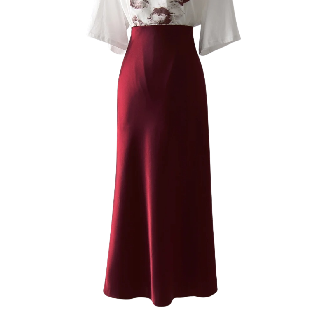 Skjørt i delt sateng for kvinner