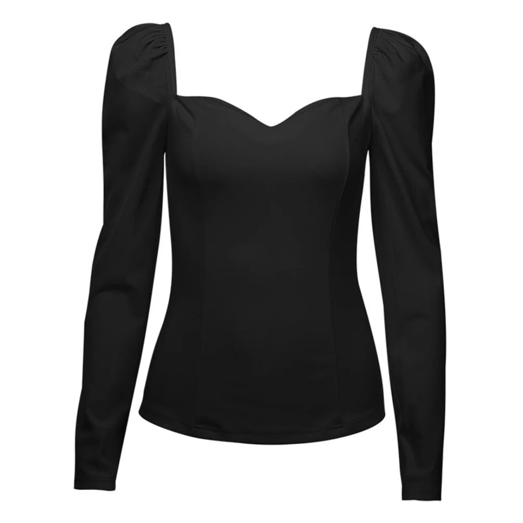 Slank bluse med puffermer for kvinner