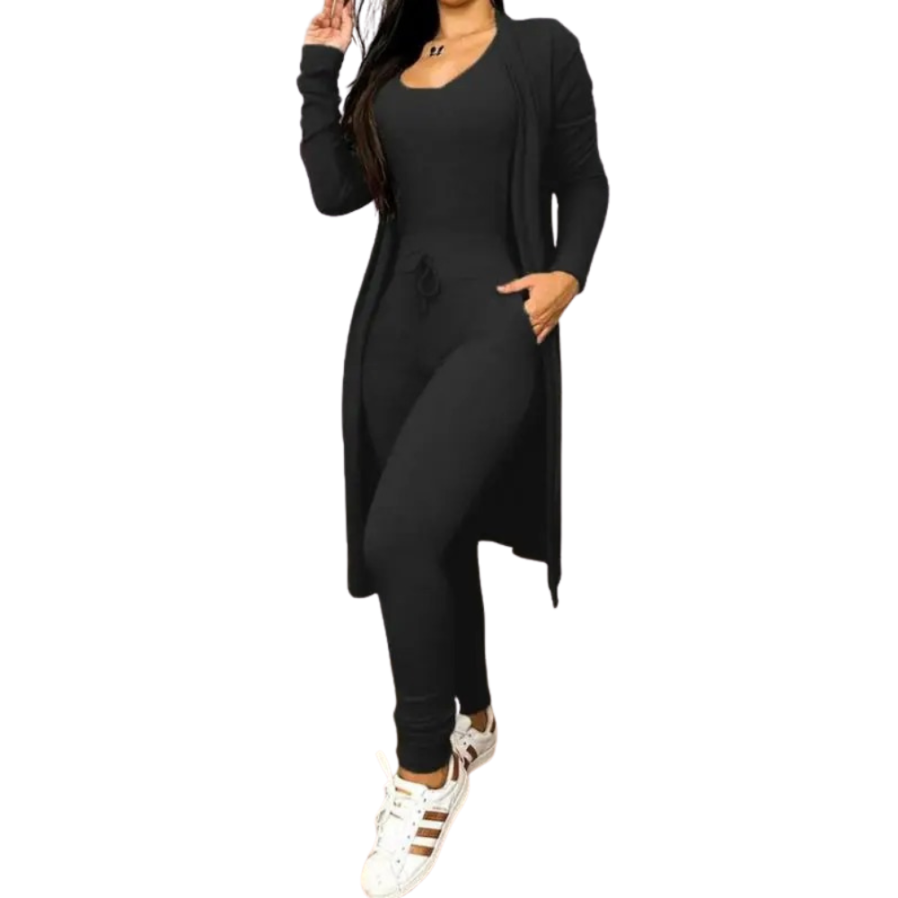 Snøring Lomme Design Jumpsuit & Coat Sett