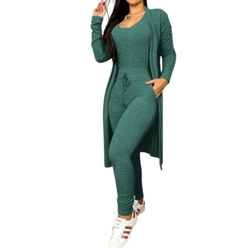 Snøring Lomme Design Jumpsuit & Coat Sett