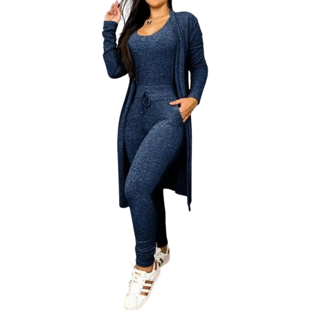 Snøring Lomme Design Jumpsuit & Coat Sett