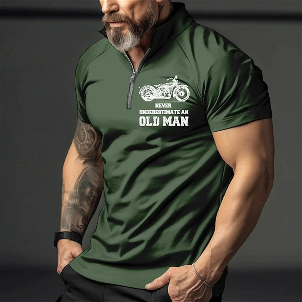 Vintage 3D-print polo for menn