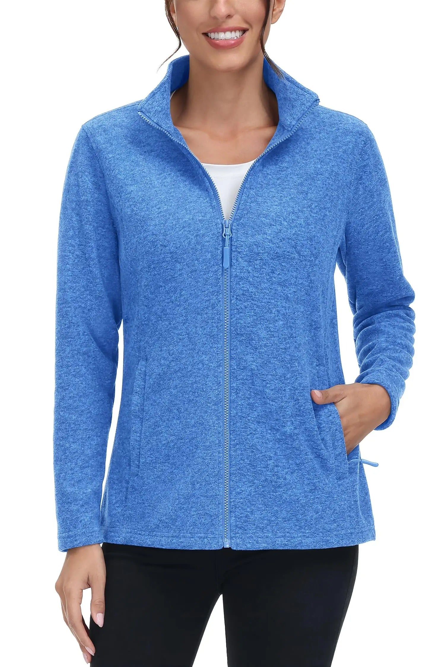 Lett fleecejakke med full glidelås for kvinner