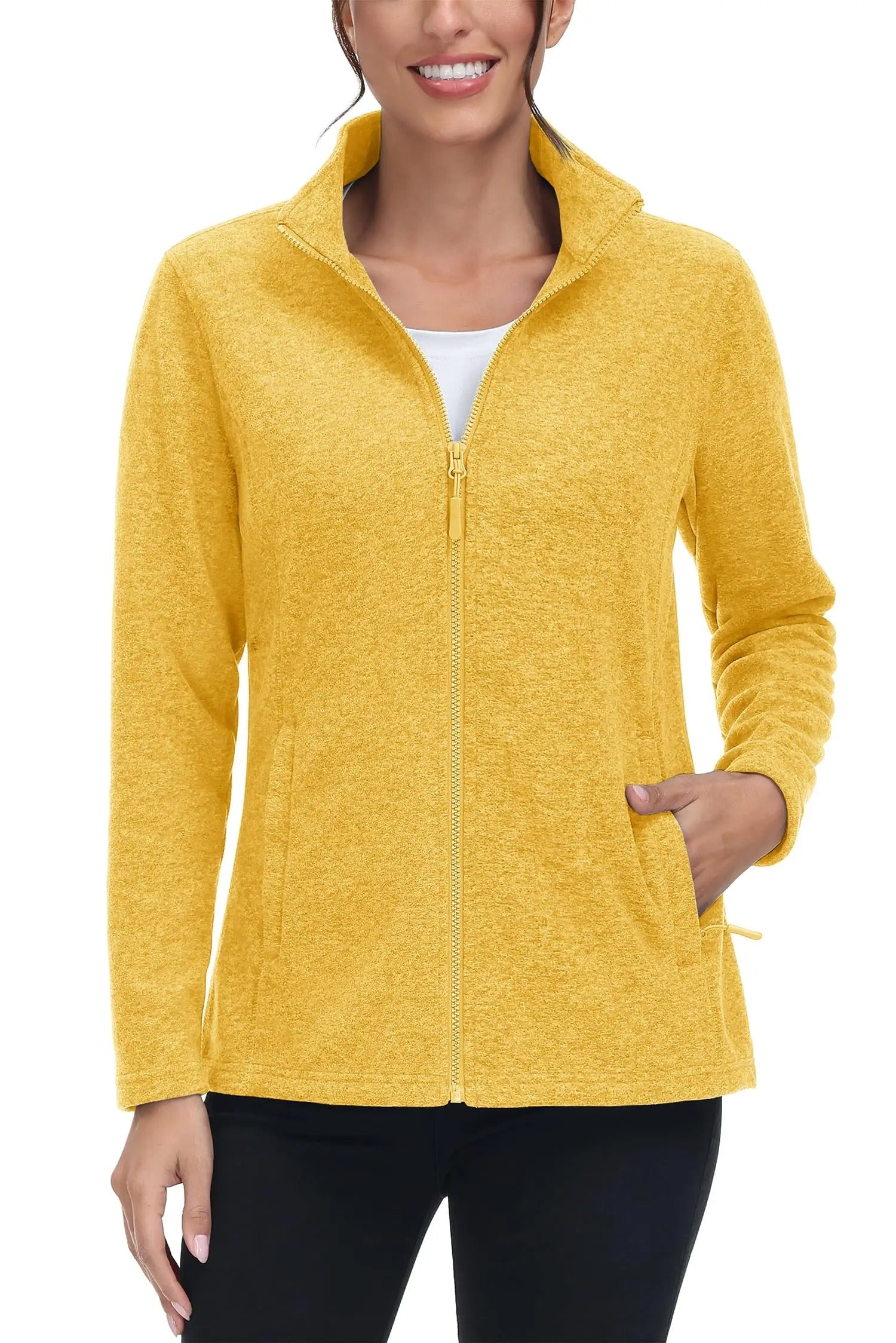 Lett fleecejakke med full glidelås for kvinner