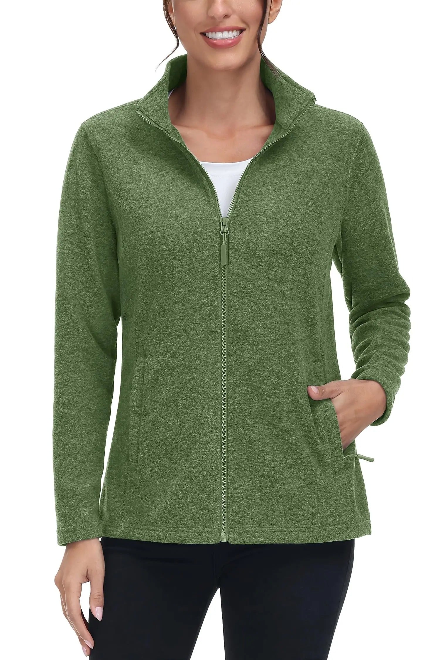 Lett fleecejakke med full glidelås for kvinner