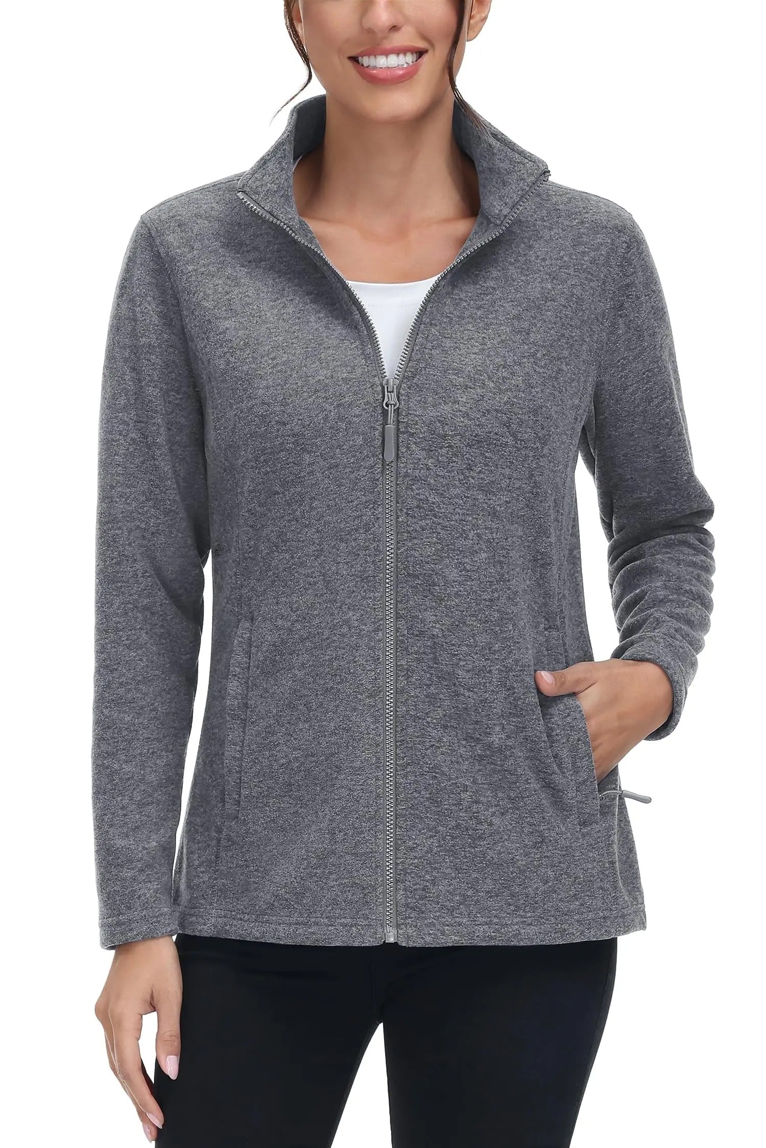Lett fleecejakke med full glidelås for kvinner