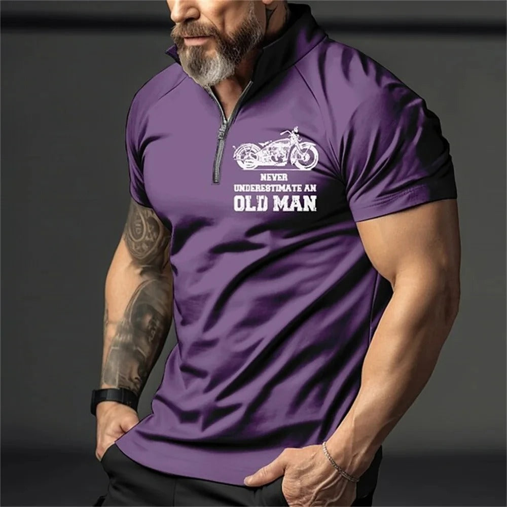 Vintage 3D-print polo for menn