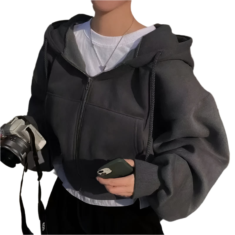 Oversized Crop Top-hettegenser for kvinner