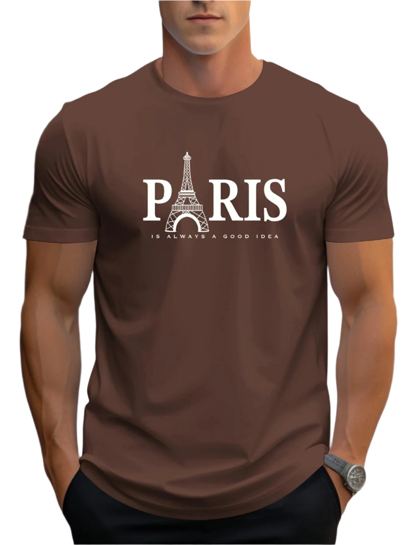 Paris-print T-skjorte for menn