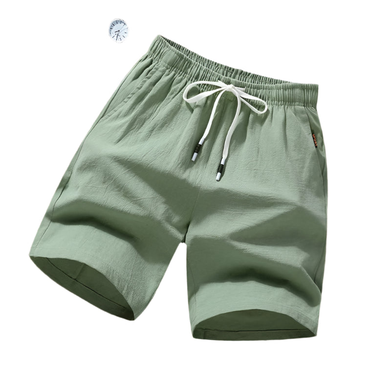 Strandshorts i bomull og lin for menn