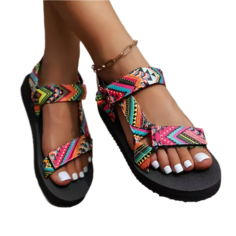 Flate strandsandaler i hampetau for damer