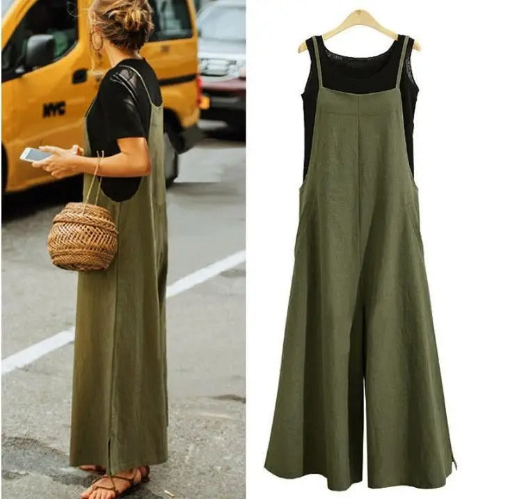 Dameoverall ermeløs løs jumpsuit