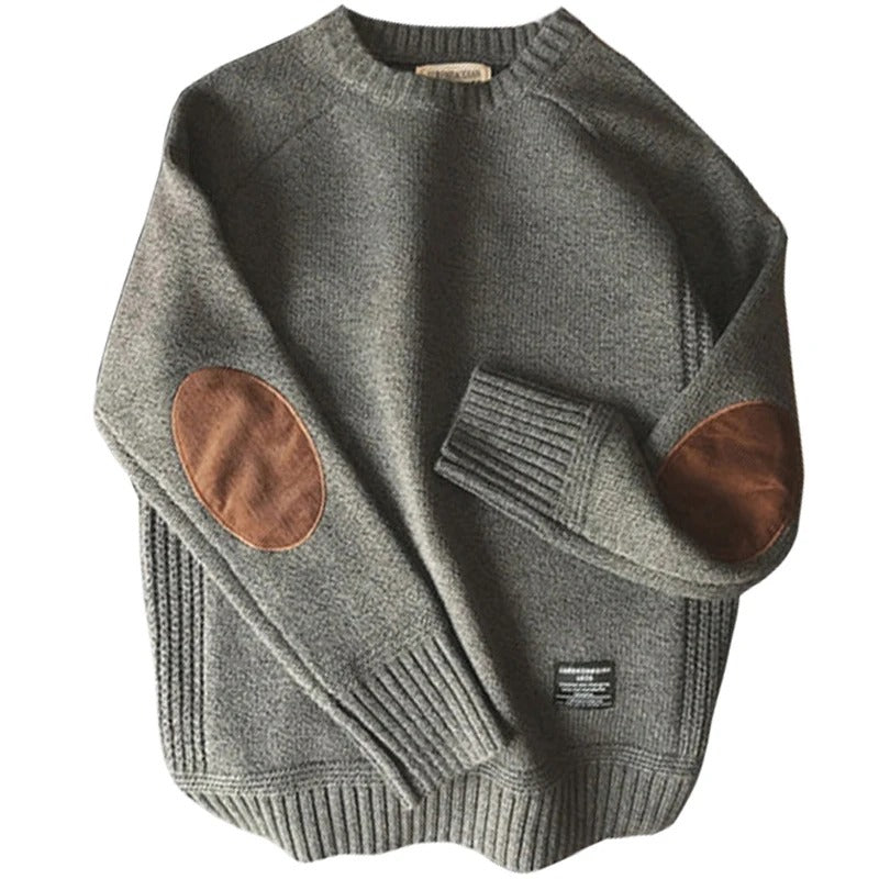 Oversized lappstrikket genser for menn