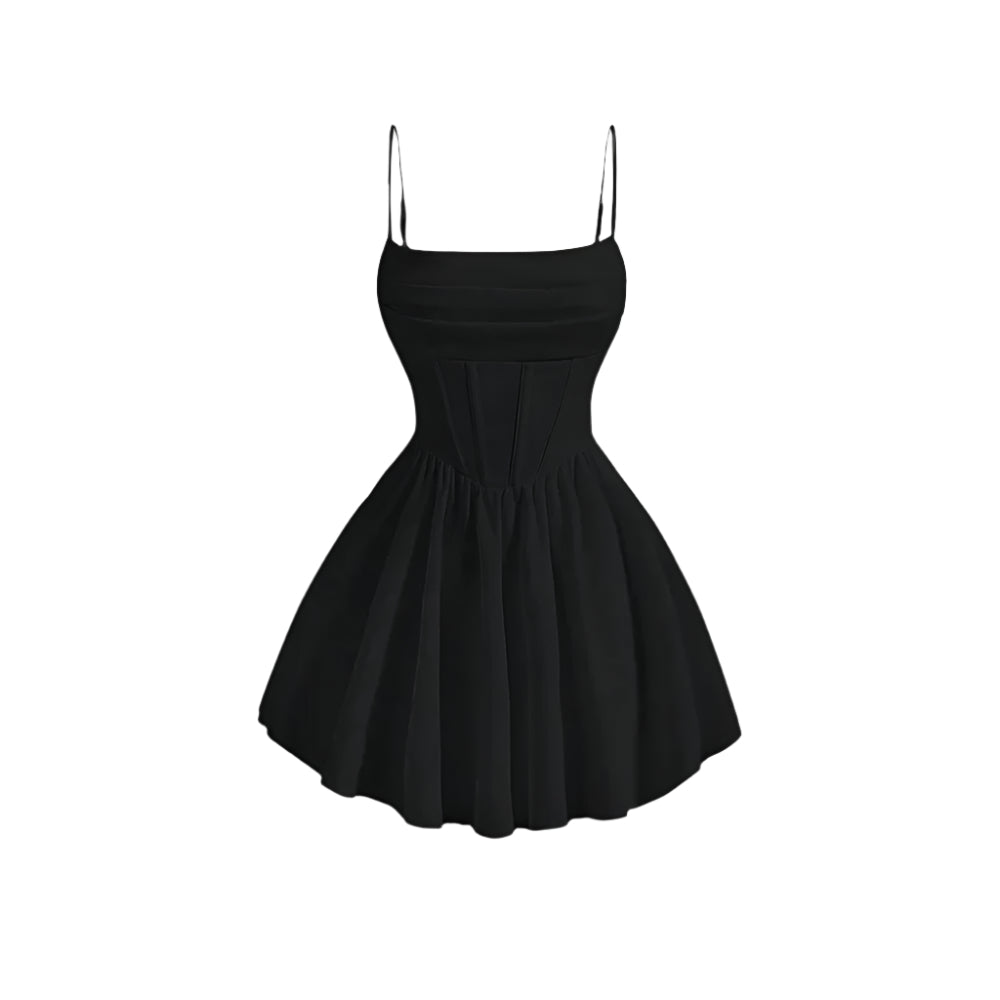 Kvinners firkantet hals ermeløs A-linje mini kjole