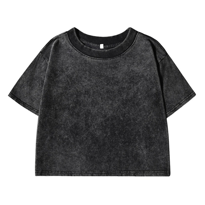 Ensfarget Slim Washed T-skjorte for Kvinner