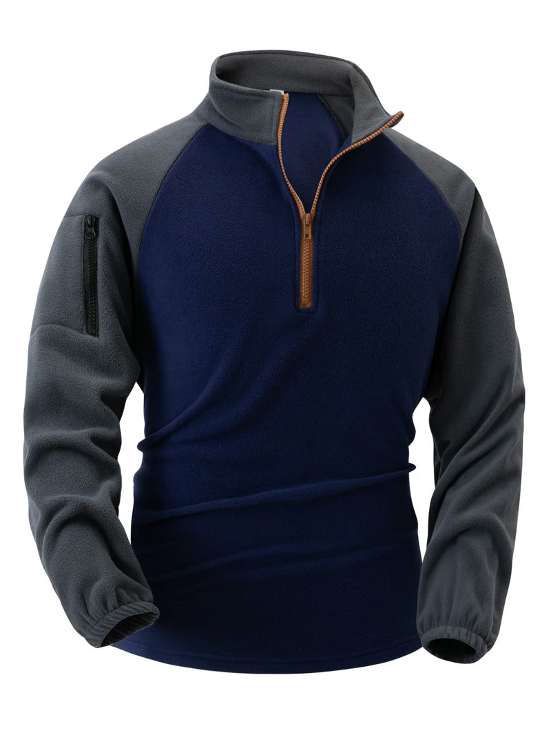 Fleece-genser med ermelommer for menn