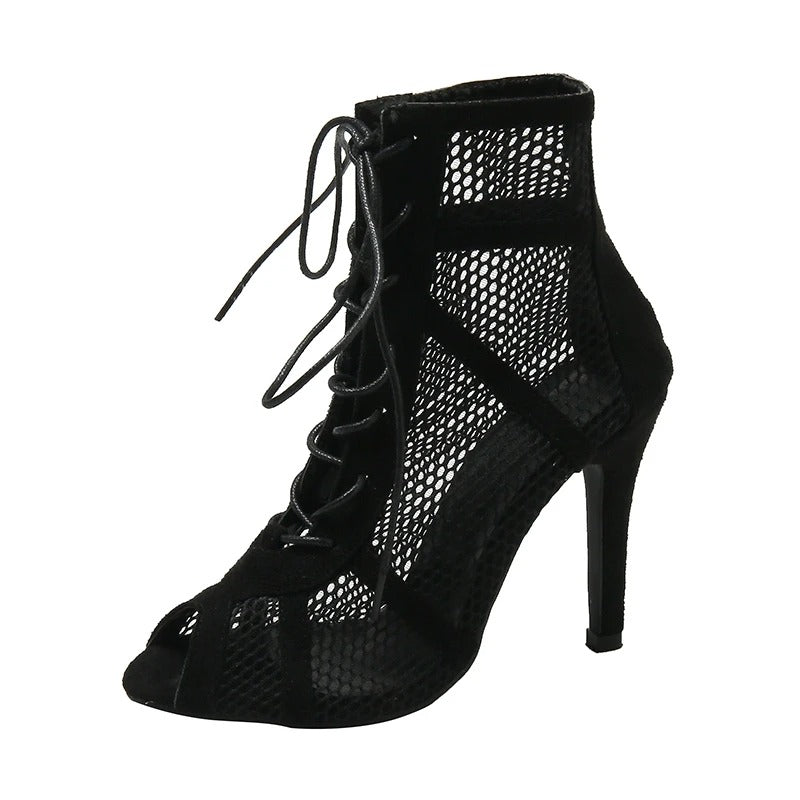 Dame-sandaler med Peep Toe-hæl i mesh